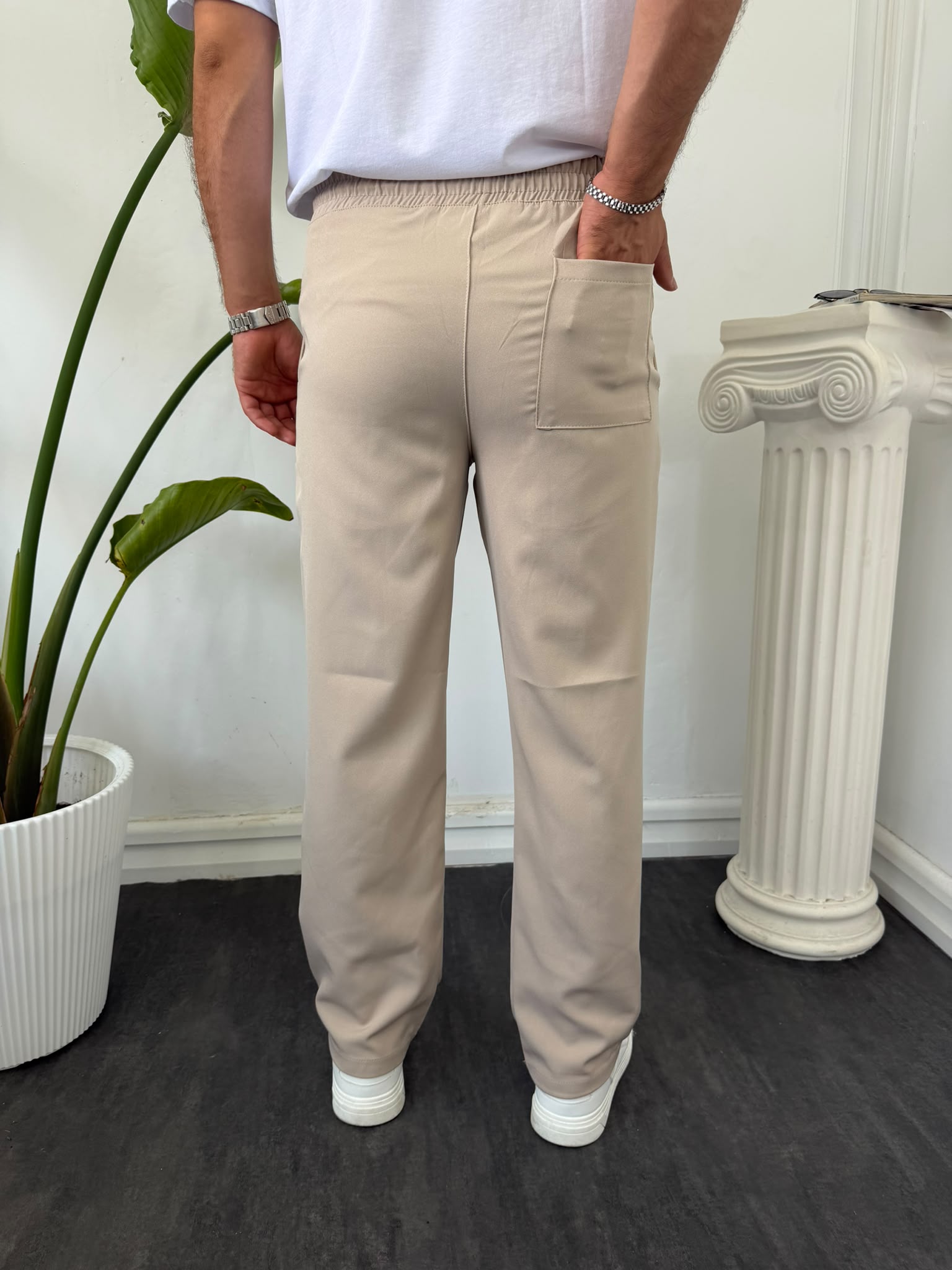 BAĞCIKLI PİLELİ PANTOLON