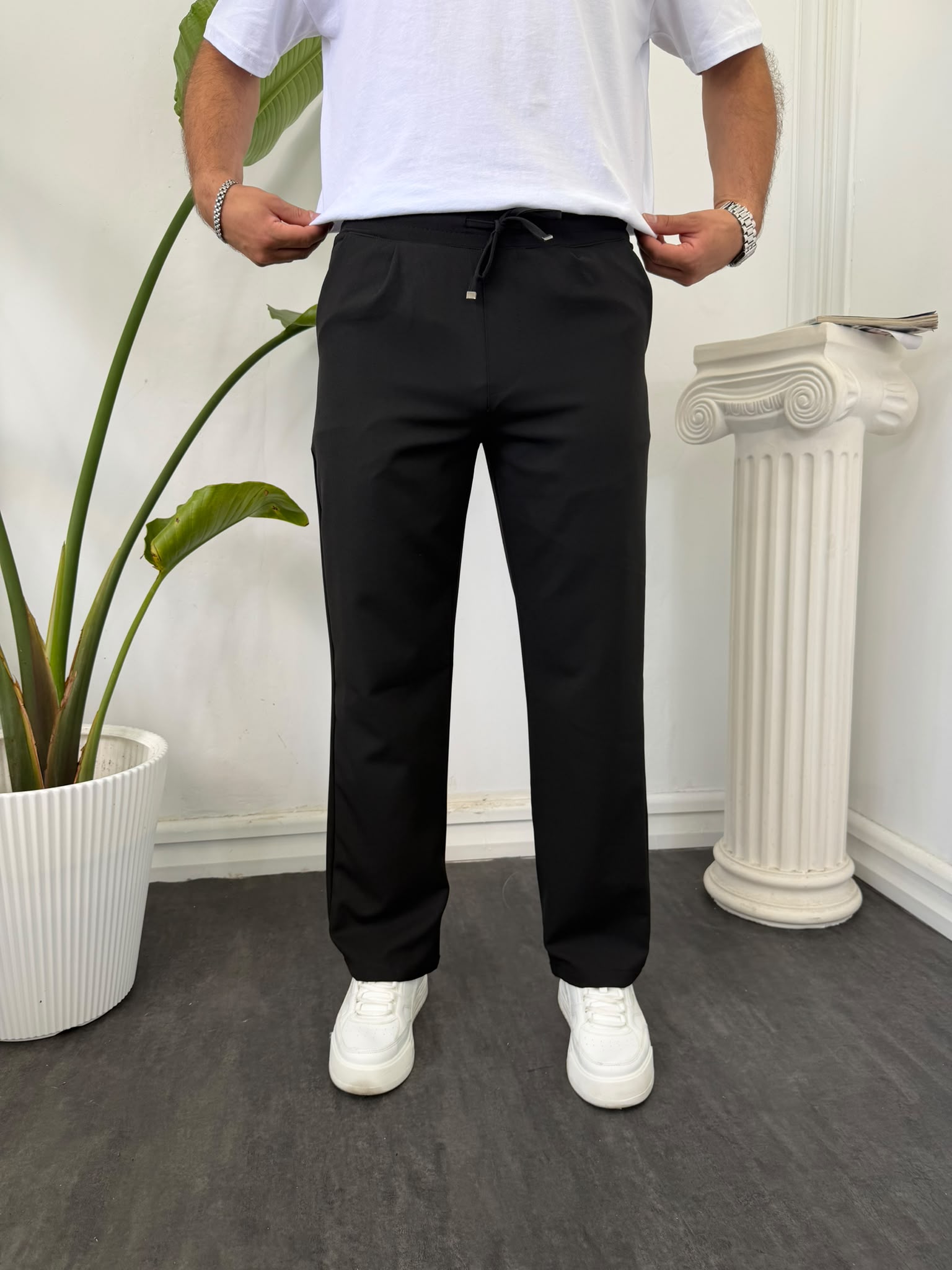 BAĞCIKLI PİLELİ PANTOLON