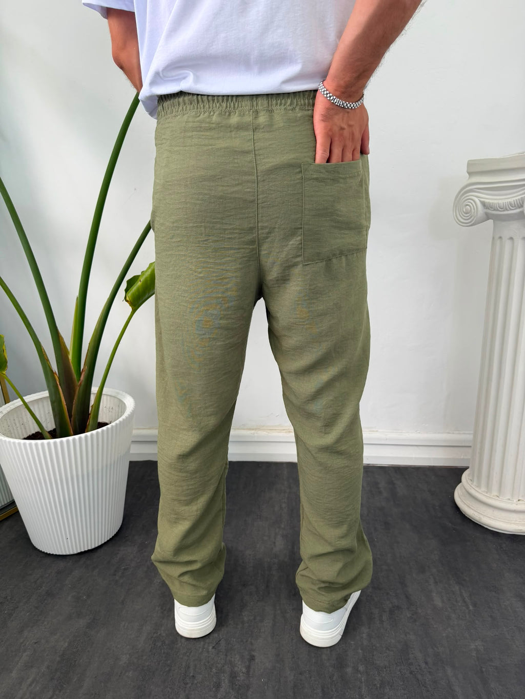 BAĞCIKLI KETEN PANTOLON