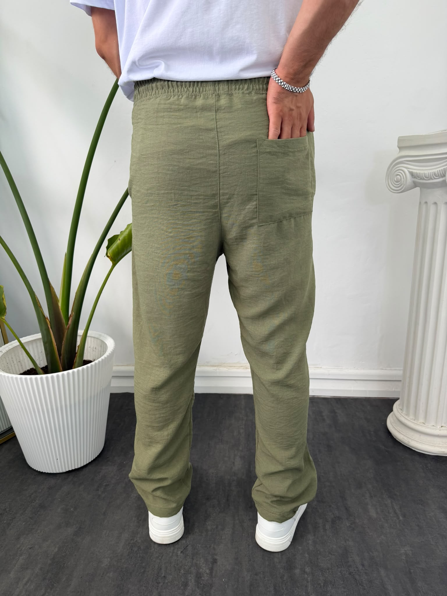 BAĞCIKLI KETEN PANTOLON