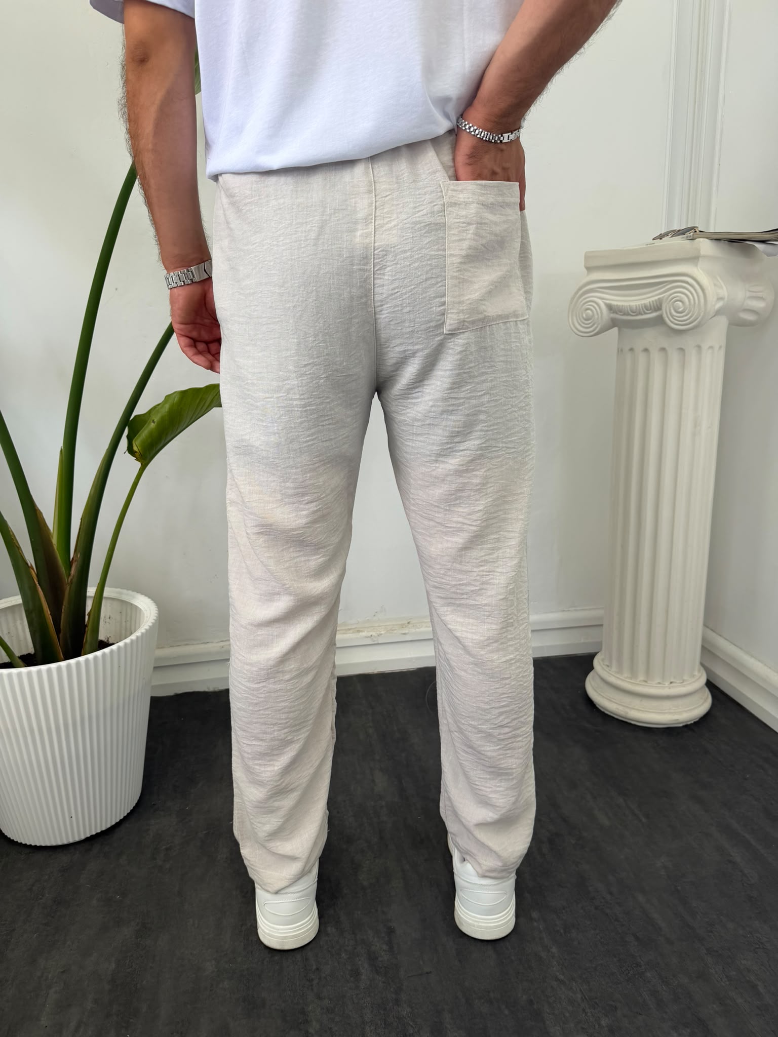 BAĞCIKLI KETEN PANTOLON