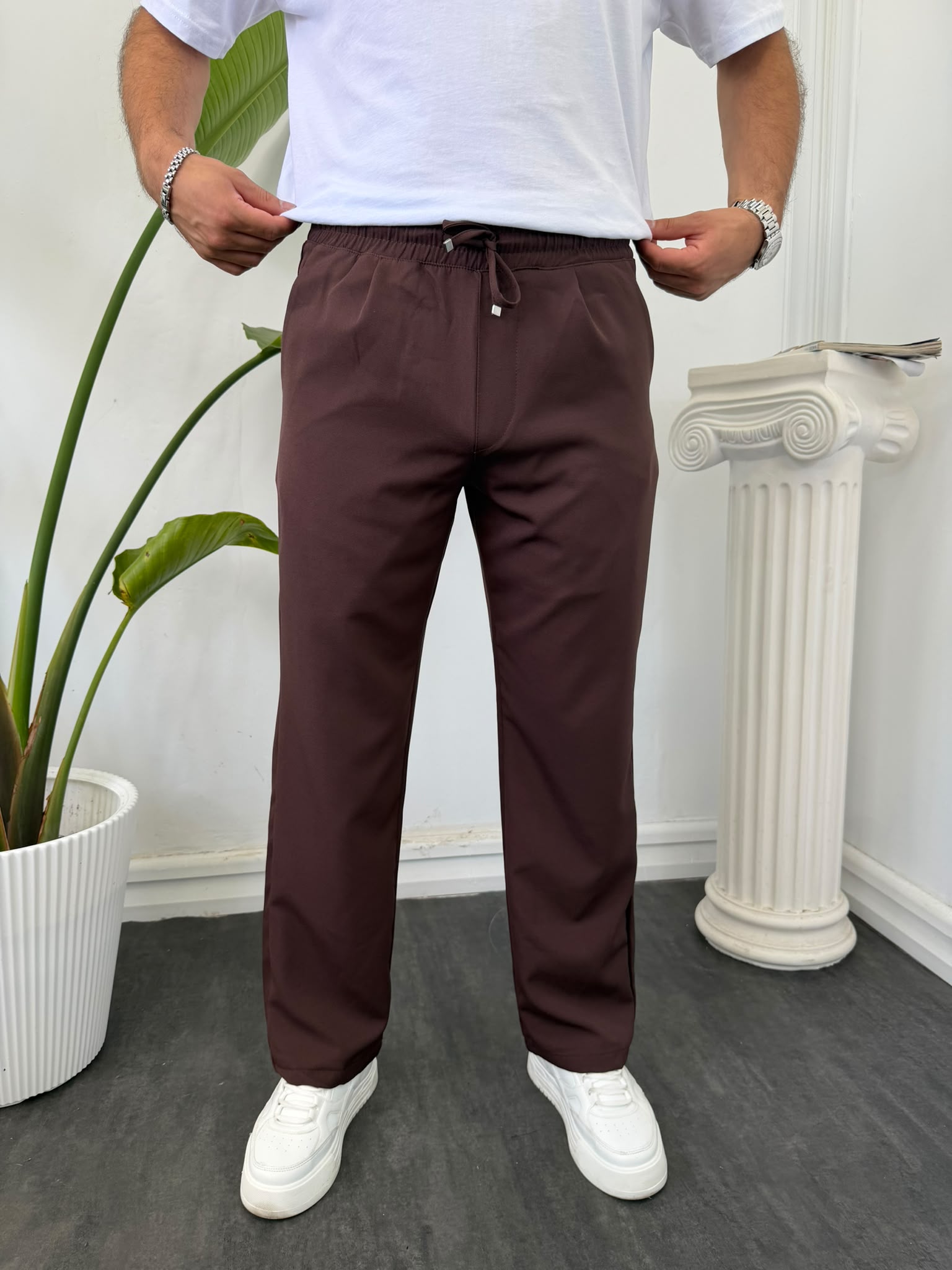 BAĞCIKLI PİLELİ PANTOLON