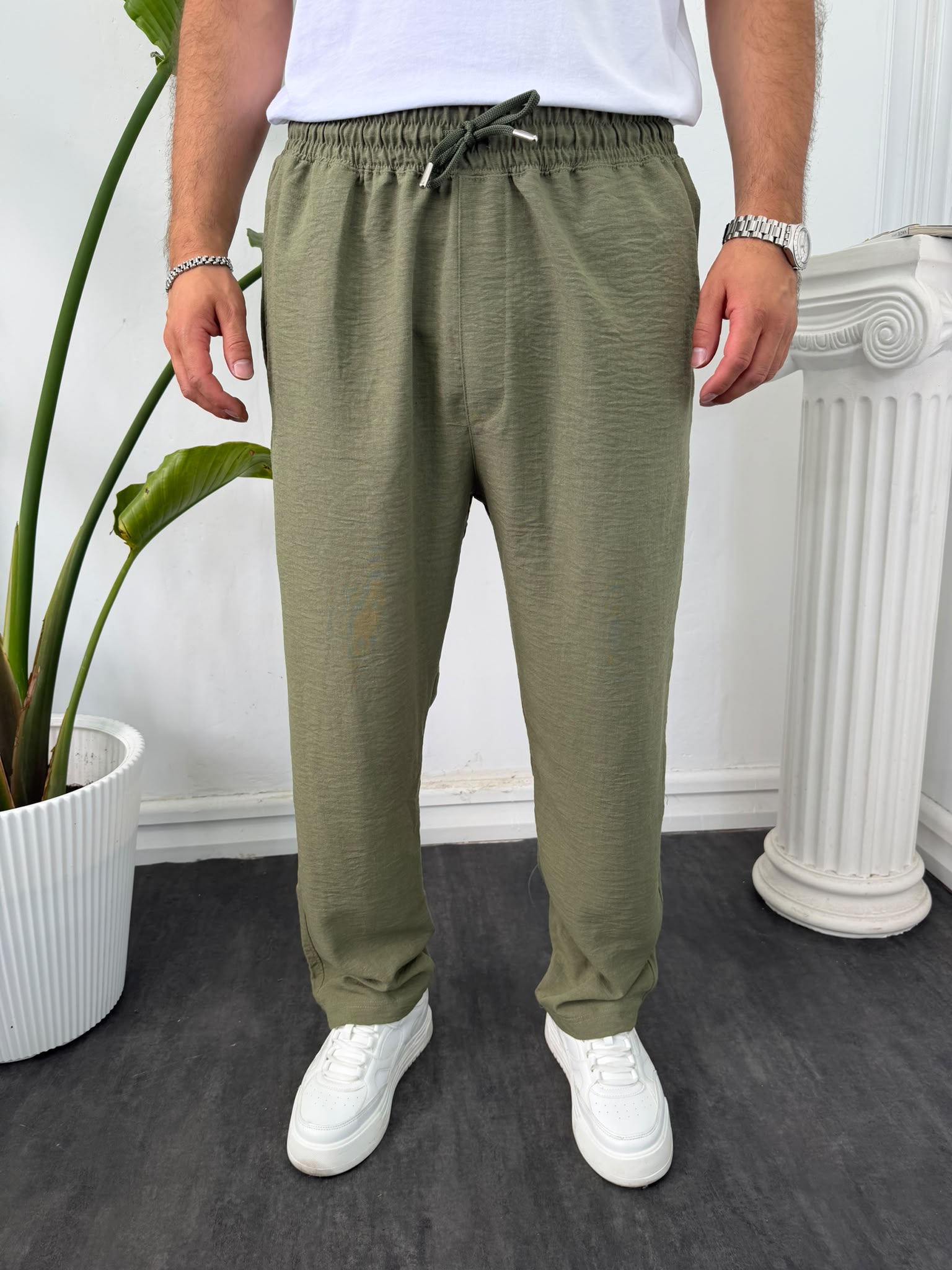 BAĞCIKLI KETEN PANTOLON