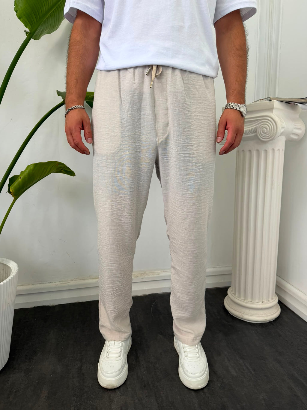 BAĞCIKLI KETEN PANTOLON