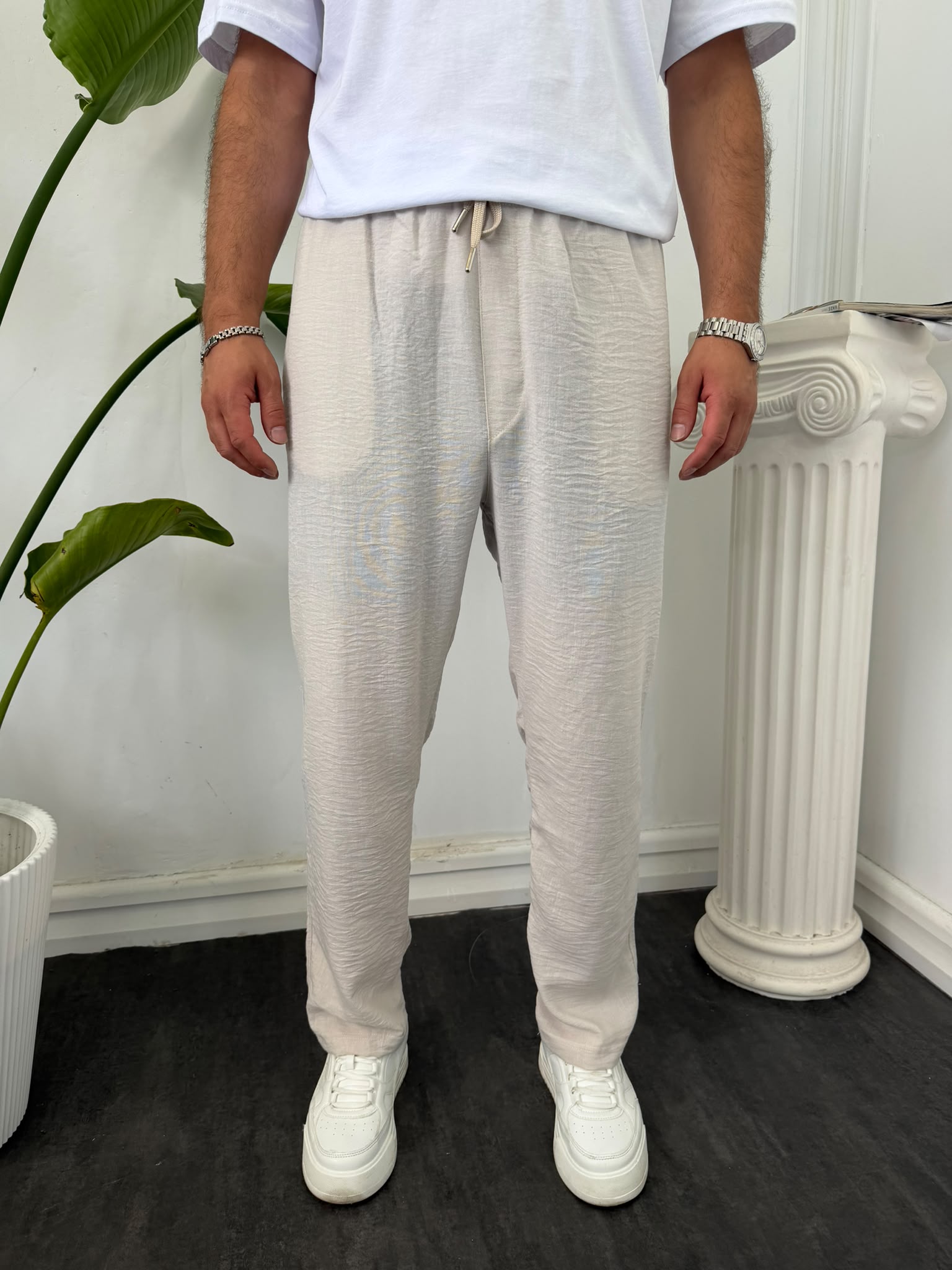 BAĞCIKLI KETEN PANTOLON