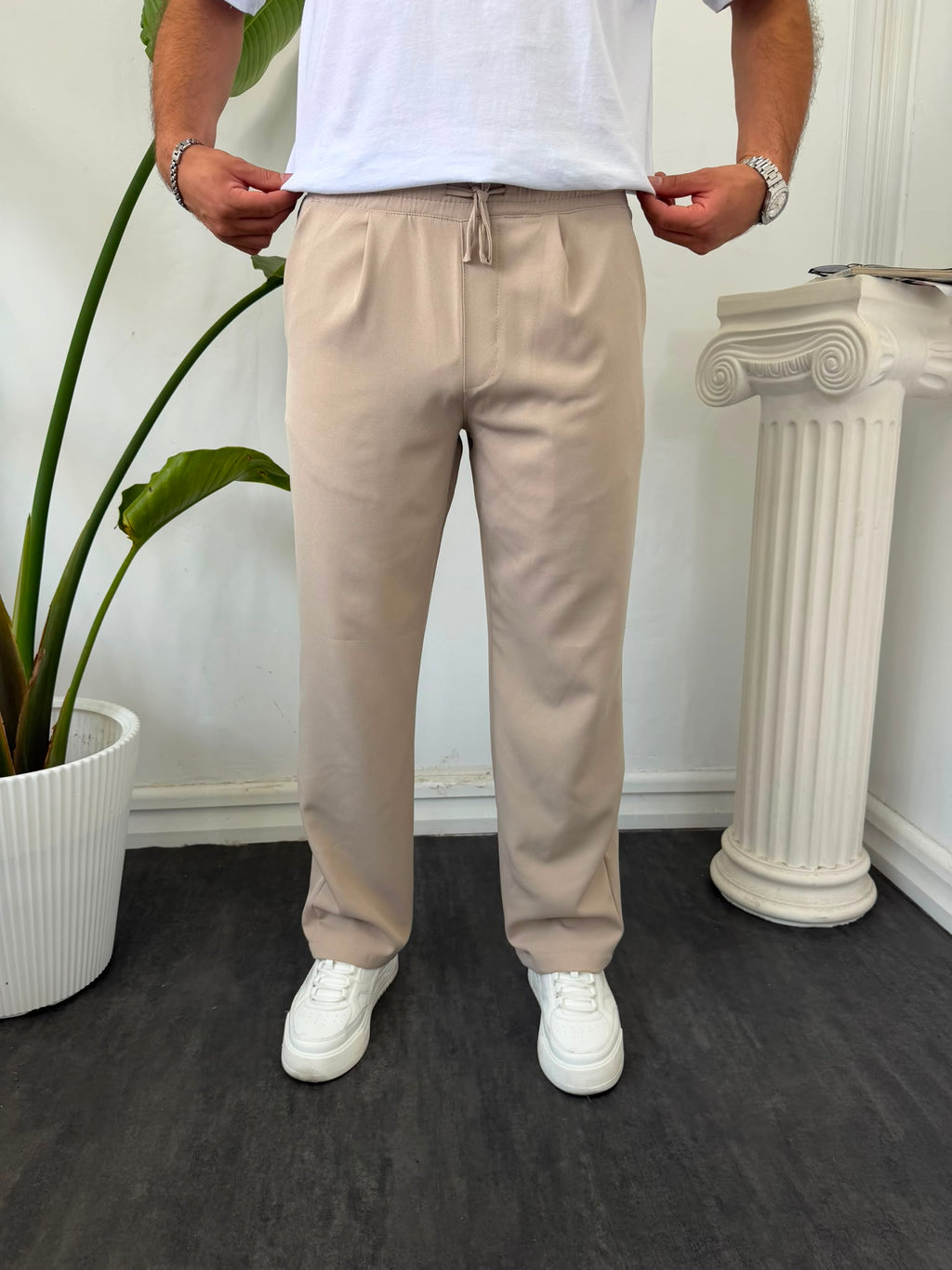 BAĞCIKLI PİLELİ PANTOLON